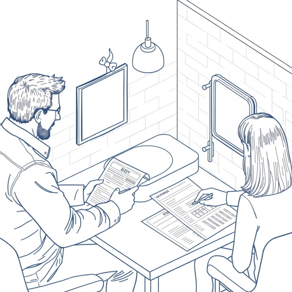 Contractor and homeowner reviewing detailed remodel estimates together